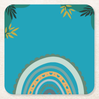 Posavasos Cuadrado De Papel Tropical blue teal