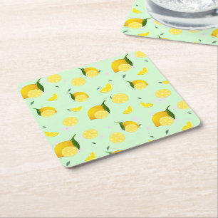 Posavasos Cuadrado De Papel Tropical colorido Citrus SUMMER Naranja Lemon Slic