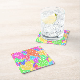 Posavasos Cuadrado De Papel Trozos de fruta de colores tutti