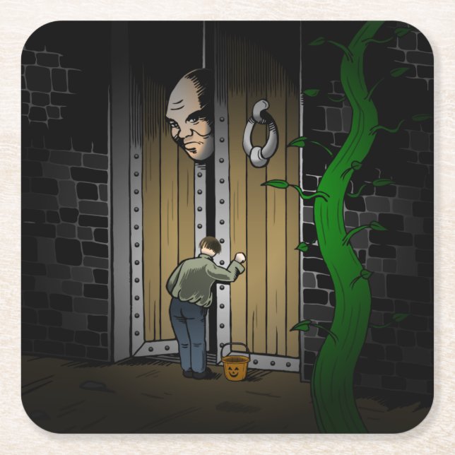 Posavasos Cuadrado De Papel Truco o trato con Jack (Anverso)