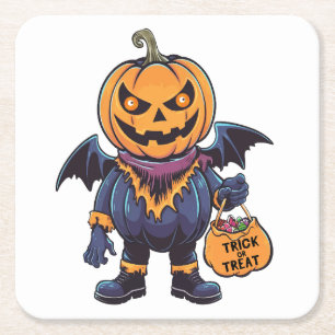 Posavasos Cuadrado De Papel Truco o trato Feliz Halloween