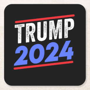 Posavasos Cuadrado De Papel Trump 2024 para la elección del presidente Donald