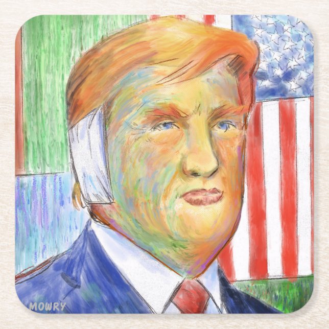 Posavasos Cuadrado De Papel Trump Van Gogh (Anverso)