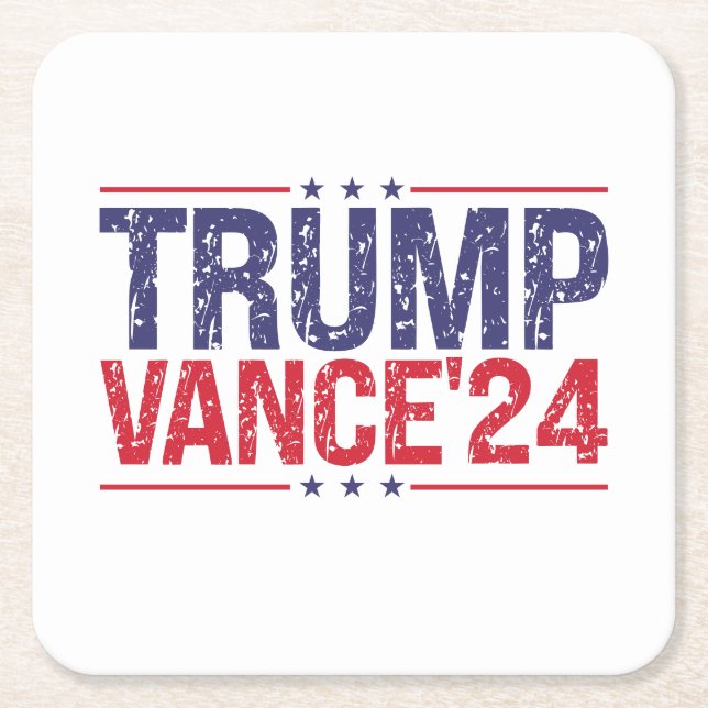Posavasos Cuadrado De Papel Trump Vance 2024 (Anverso)