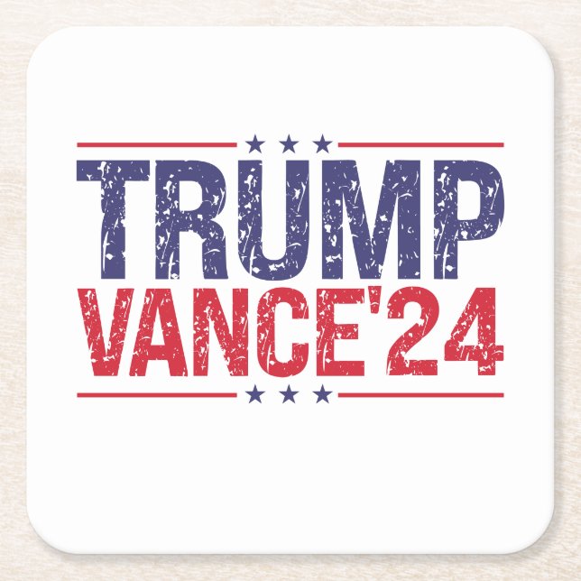 Posavasos Cuadrado De Papel Trump Vance 2024 (Anverso)