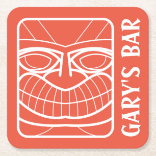 Posavasos Cuadrado De Papel TU BAR TIKI Añadir tu nombre Papel cuadrado