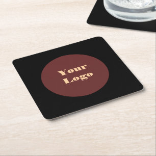 Posavasos Cuadrado De Papel Tu Logo Negro