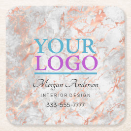 Posavasos Cuadrado De Papel Tu logotipo, promueve tu negocio, Subió mármol de