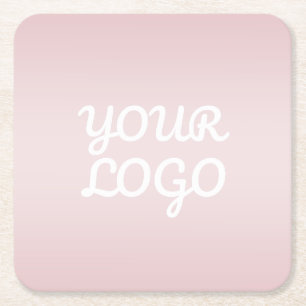 Posavasos Cuadrado De Papel Tu logotipo y elegante ombre rosa blush moderno