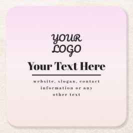 Posavasos Cuadrado De Papel Tu logotipo y texto | Pink & Peach Ombre