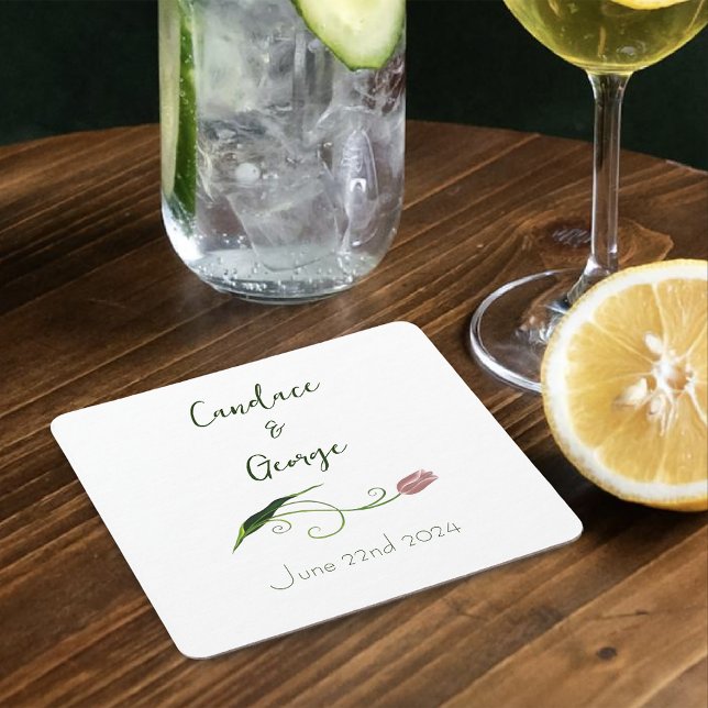 Posavasos Cuadrado De Papel Tulip Floral rosa (Subido por el creador)