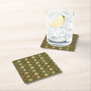 Posavasos Cuadrado De Papel Tulipán y Lirio, patrón famoso,