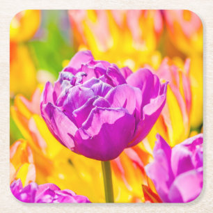 Posavasos Cuadrado De Papel Tulipanes encantadores 12
