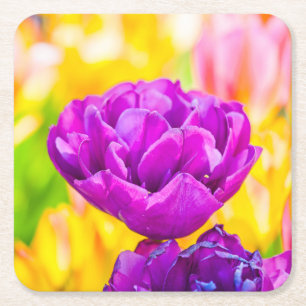 Posavasos Cuadrado De Papel Tulipanes encantadores 15