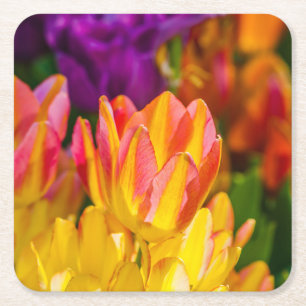 Posavasos Cuadrado De Papel Tulipanes encantadores 16