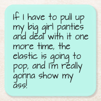 Posavasos Cuadrado De Papel Turquoise Put Big Chica Palabras Entretenidas