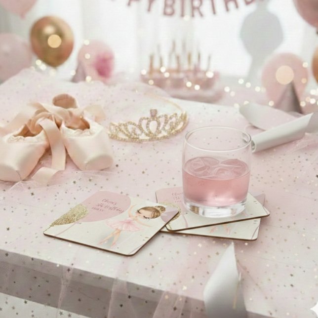 Posavasos Cuadrado De Papel Tutu Pink Ballerina Ballet Dancer Girl Birthday (Subido por el creador)