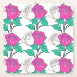 Posavasos Cuadrado De Papel Two Rose Coaster