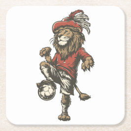 Posavasos Cuadrado De Papel Two‑Tailed Lion Striker