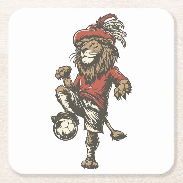 Posavasos Cuadrado De Papel Two‑Tailed Lion Striker (Anverso)