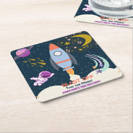 Posavasos Cuadrado De Papel Two The Moon Boy Space Rocket 2nd Birthday