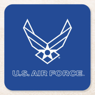 Posavasos Cuadrado De Papel U.S. Logotipo de la fuerza aérea - azul