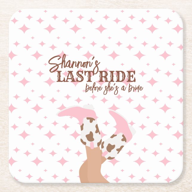 Posavasos Cuadrado De Papel Última Fiesta de Soltera (Anverso)