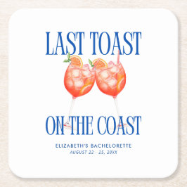 Posavasos Cuadrado De Papel Última tostada en la costa Aperol Spritz Bachelore