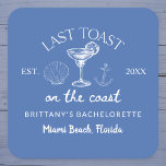 Posavasos Cuadrado De Papel Última Tostada En La Fiesta De Bachelorette De Coa<br><div class="desc">Eleva tu celebración con la última tostada en la montaña de papel de la fiesta de la soltera de la playa de Costa. Con un vibrante diseño de temática playera y un eslogan lúdico, estas galerías son perfectas para añadir un toque festivo a su fiesta de soltero de playa. Fabricadas...</div>