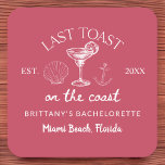 Posavasos Cuadrado De Papel Última Tostada En La Fiesta De Bachelorette De Coa<br><div class="desc">Eleva tu celebración con la última tostada en la montaña de papel de la fiesta de la soltera de la playa de Costa. Con un vibrante diseño de temática playera y un eslogan lúdico, estas galerías son perfectas para añadir un toque festivo a su fiesta de soltero de playa. Fabricadas...</div>