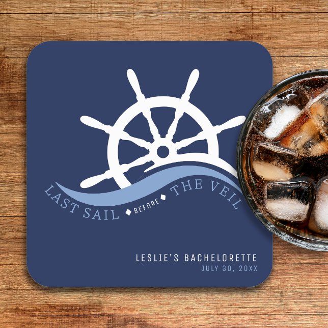 Posavasos Cuadrado De Papel Última vela antes del velo azul náutico (Subido por el creador)