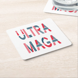 Posavasos Cuadrado De Papel Ultra MAGA Trump Patriótico Republicano Conservado