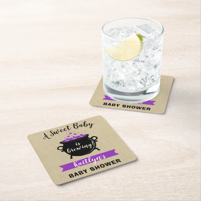 Posavasos Cuadrado De Papel Un bebé dulce está preparando Baby Shower de Hallo (In situ)