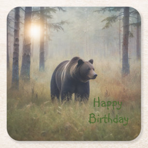 Posavasos Cuadrado De Papel Un cumpleaños feliz para los beary