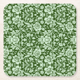 Posavasos Cuadrado De Papel Un damasco floral antiguo