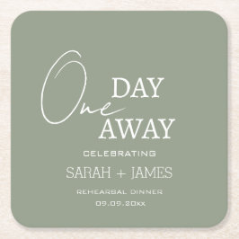 Posavasos Cuadrado De Papel Un día antes de ensayar la cena Sage Green Boda