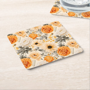 Posavasos Cuadrado De Papel Un diseño de la serie floral de otoño 1