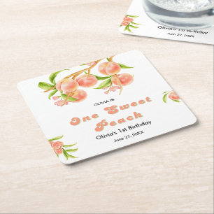 Posavasos Cuadrado De Papel Un dulce fruta de la pimienta primer cumpleaños