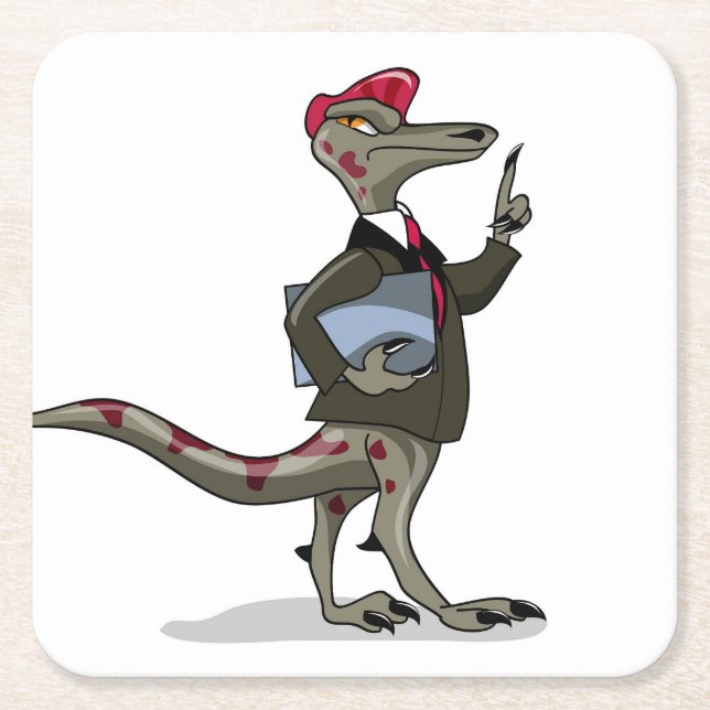 Posavasos Cuadrado De Papel Un empleado de Iguanodon Personalizado. (Anverso)