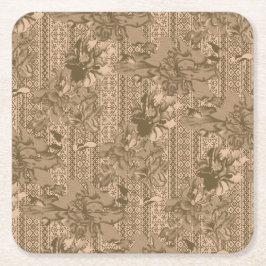 Posavasos Cuadrado De Papel Un estampado floral vintage con intrincado diseño
