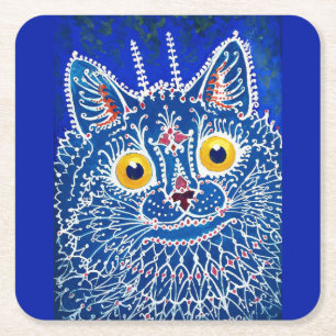 Posavasos Cuadrado De Papel Un gato de estilo gótico por Louis Wain