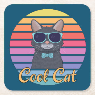 Posavasos Cuadrado De Papel Un gato Guay