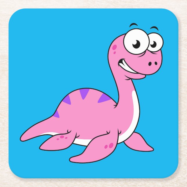 Posavasos Cuadrado De Papel Un Ilustracion Agradable Del Monstruo De Loch Ness (Anverso)