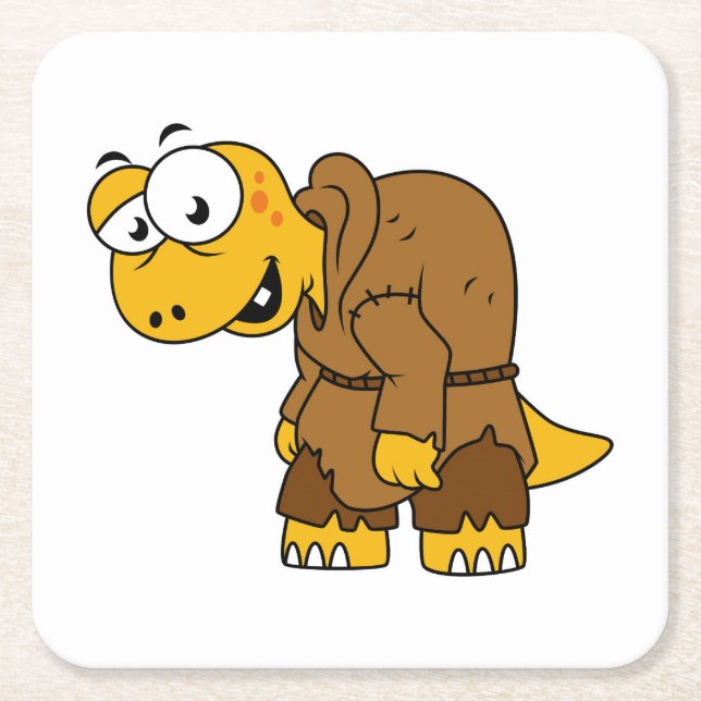 Posavasos Cuadrado De Papel Un jorobado de dinosaurio Personalizado. (Anverso)
