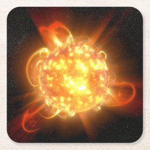 Posavasos Cuadrado De Papel Un joven enano rojo