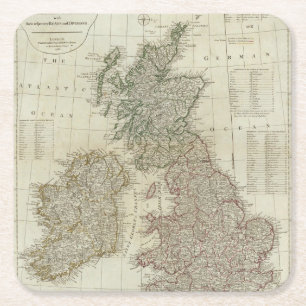 Posavasos Cuadrado De Papel Un mapa completo de las islas británicas