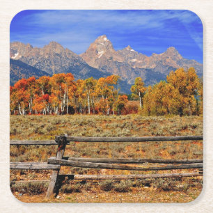 Posavasos Cuadrado De Papel Un momento en Wyoming en otoño