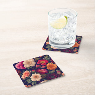 Posavasos Cuadrado De Papel Un papel pintado con un patrón floral