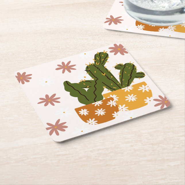 Posavasos Cuadrado De Papel Un patrón de arte escandinavo sin problemas (En perspectiva)