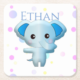 Posavasos Cuadrado De Papel Un pequeño elefante azul